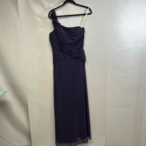 David's Bridal One-Shoulder Evening Gown in Plum